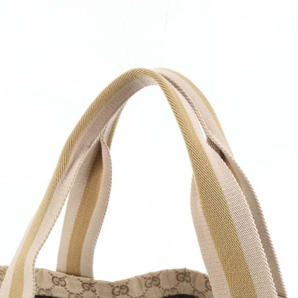 Gucci GG Canvas Sherry Line 189669 Leather Tote Bag Shoulder Beige Women's - Picture 2 of 9
